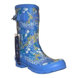Joules Rain Boots Molly Welly Mid Rain Boots Blue Yellow Ditsy Floral Size 4